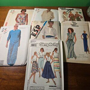 Womens sewing patterns mixed lot vintage 1980s dress, skirts Unverified